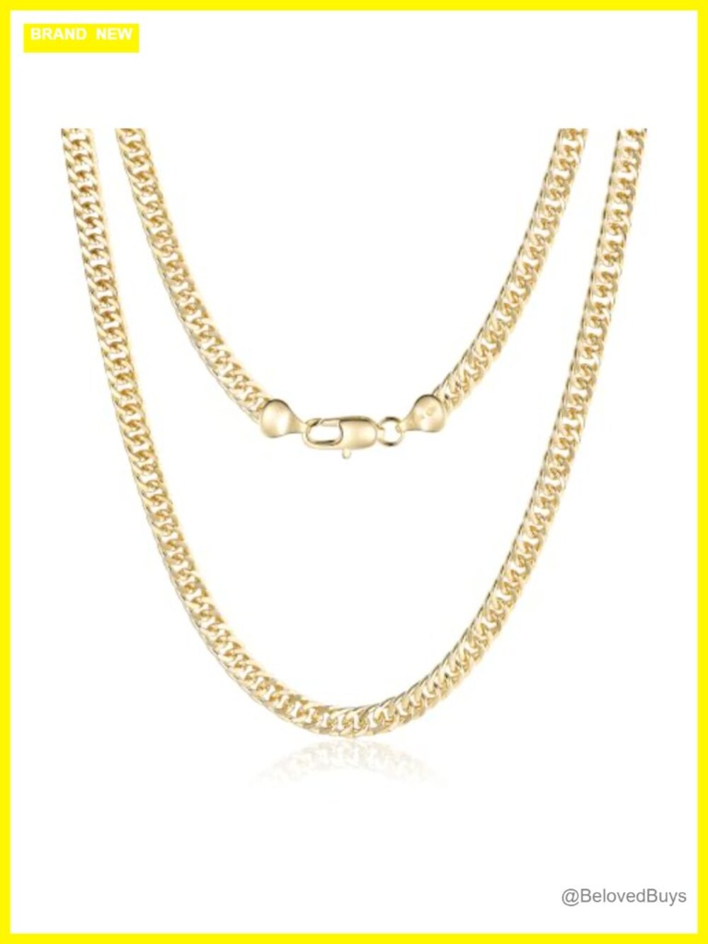 6mm Gold Cuban Chain Necklace 14k Gold Plated Men Women 22in